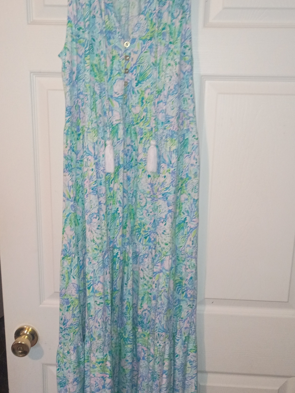 Lilly Pulitzer Sleeveless Floral Maxi Dress - Blue, Green & White